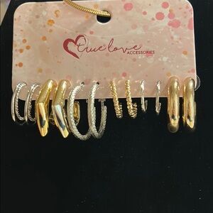 Gold and Silver Tone Hoop Earrings Set